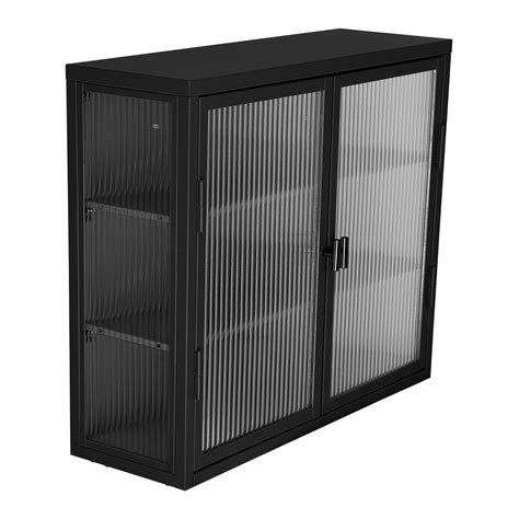 AOCOROE Bathroom Cabinet Wall Mounted with 2 Glass Doors, 3 Metal