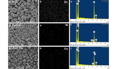 Sem Images Elemental Mapping And Eds Analysis Of A C Zno D F