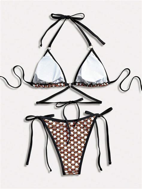 Swim SXY Hole Mesh Swimsuit Swimming Trunks Simple Fashion Casual Daily Suit Triangle Bikini