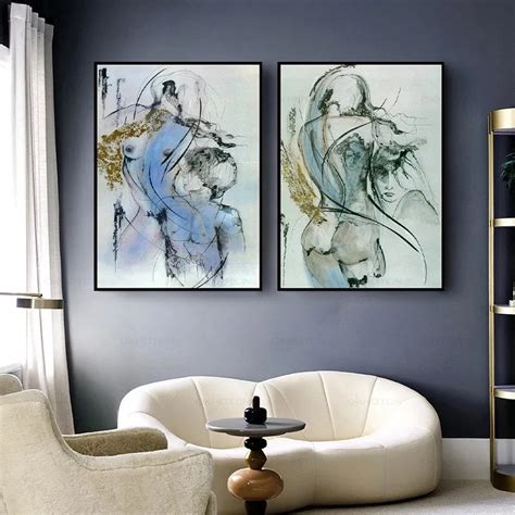 Abstract Bold Artistic Sense Sexy Nude Women And Man Poster Ink Depict