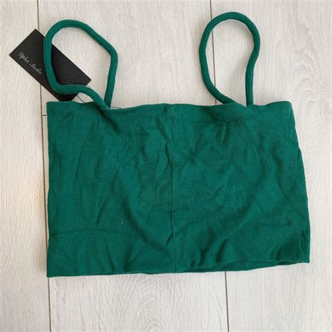 Dark Green Boob Crop Top Size Never Worn With Depop