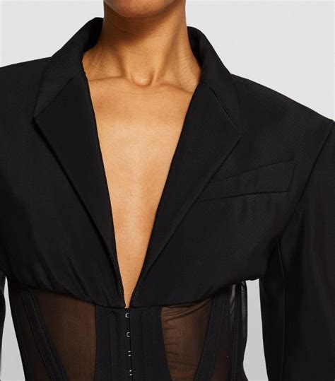 Womens Mugler Black Corset Blazer Harrods UK