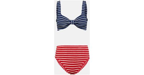 Hunza G Judy Striped Bikini In Red Lyst