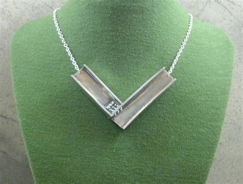 I Beam Fine Silver Necklace Industrial Jewelry Urban Necklace Riveted