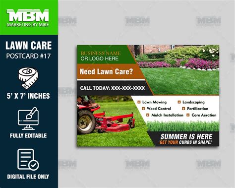 Lawn Care Postcards Personalized Lawn Care Service Custom Etsy