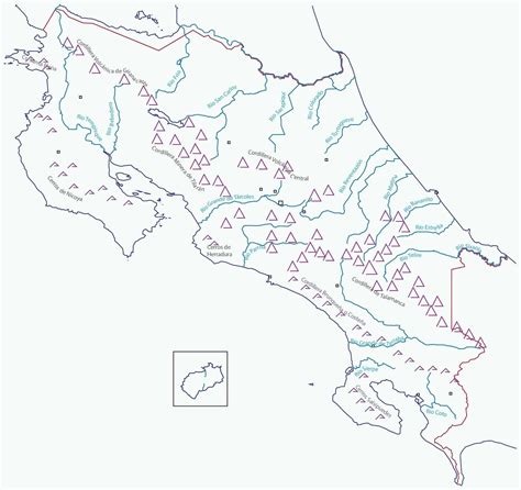 Mapa De Costa Rica Y Dibujo De Todos Los Volcanes De Nuestro Pa S