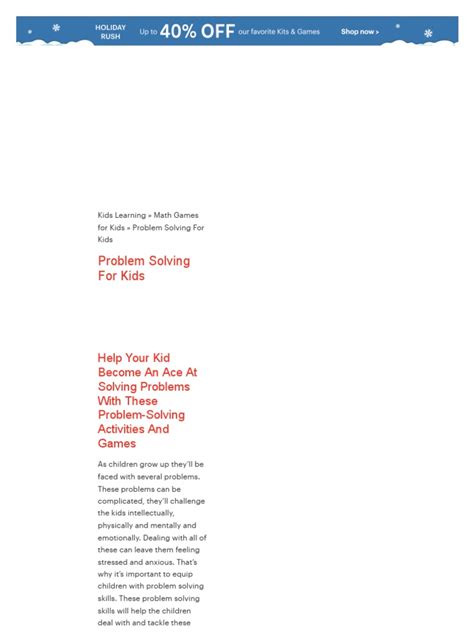 Problem Solving For Kids - Teaching Problem Solving For Kids | PDF