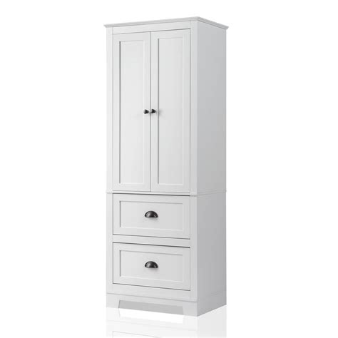 Karl Home Bathroom Cabinet Tall Storage Cabinet with Drawers, White
