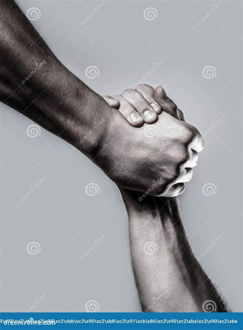 Rescue, Helping Hand. Two Hands, Helping Hand Of A Friend. Black And