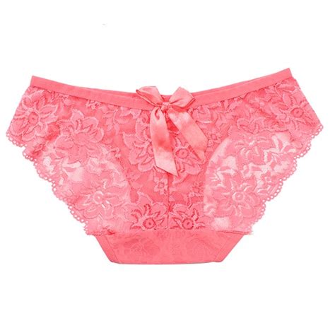 Women Sexy Lace Briefs Hollow Panty Flowers Bow Knot Underwear Knickers