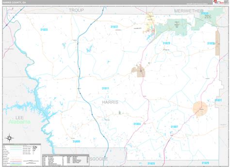 Harris County Ga Wall Map Premium Style By Marketmaps Mapsales