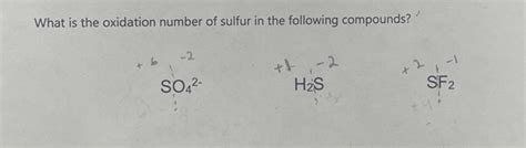 Solved What is the oxidation number of sulfur in the | Chegg.com