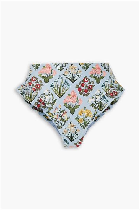 AGUA BY AGUA BENDITA Jengibre Ruffled Floral Print High Rise Bikini Briefs THE OUTNET