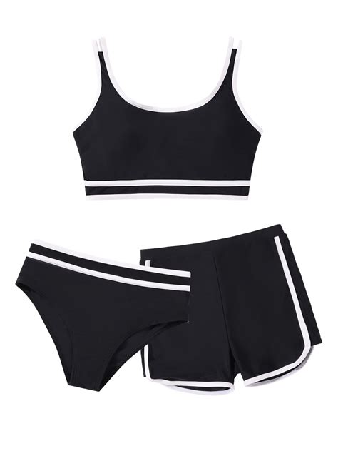 Gyratedream Girl S Piece Swimsuits Color Block Spaghetti Strap Wireless Bikini High Waisted