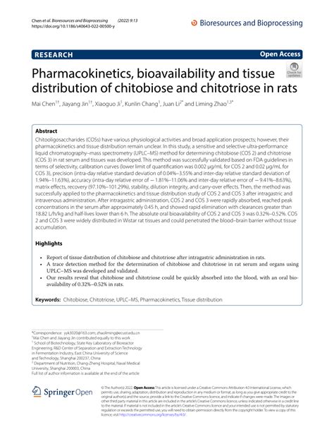 Pdf Pharmacokinetics Bioavailability And Tissue Distribution Of