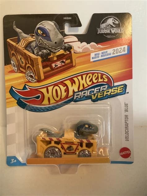 MATTEL HOT Wheels Racerverse Jurassic World Blue Velociraptor Car In Hand