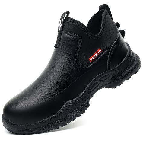 LASUDRAA Mens Black Chef Shoes Oil-Resistant Waterproof Slip-Resistant