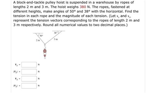 Solved A Block And Tackle Pulley Hoist Is Suspended In A Chegg