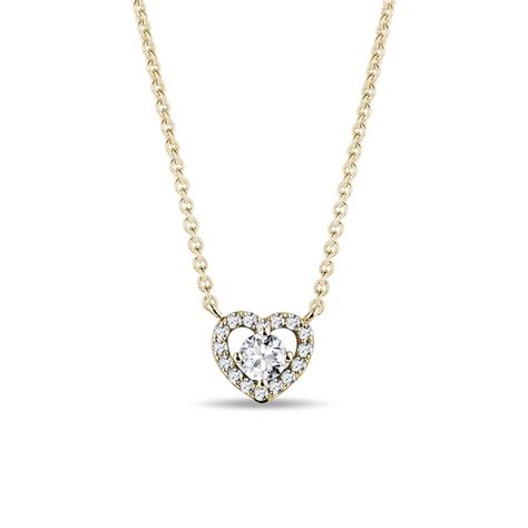Diamond heart necklace in yellow gold | KLENOTA
