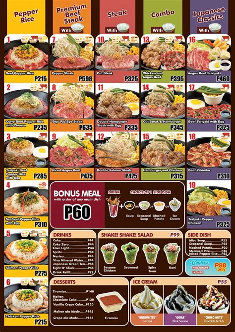 Pepper Lunch Menu | iSoda Philippines