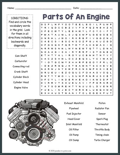 Free Printable Car Parts Word Search Artofit