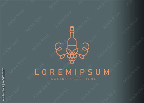 Wine bottle logo design. Icon vector illustration of a bottle of wine ...