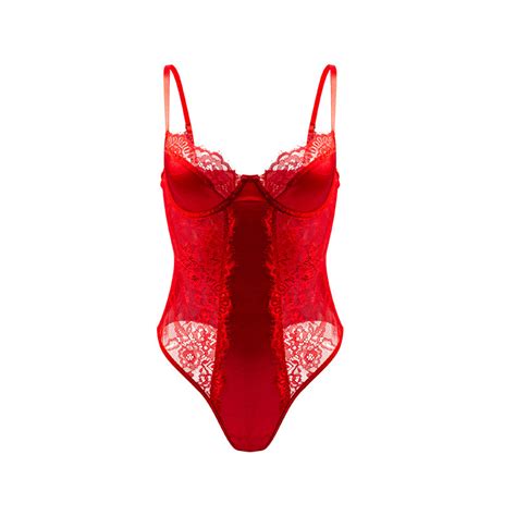 Elegant Sexy Lingerie Close Fitting Lace Costume Mesh Red Tight Teddy Teddy And Colorful Teddy