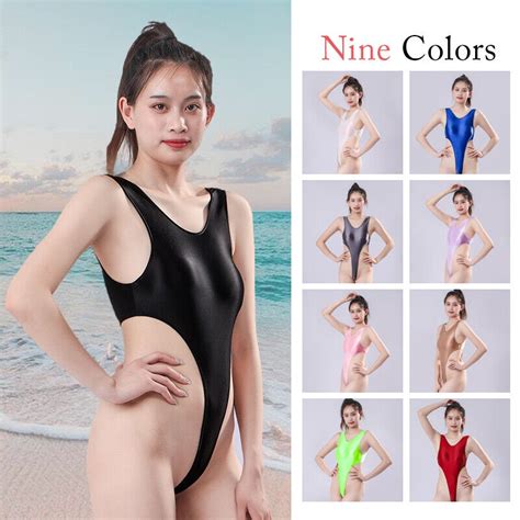 One Piece Swimsuit Swimwear Jumpsuit Women S Bikini High Cut Thong Leotard Short Sleeve Oil