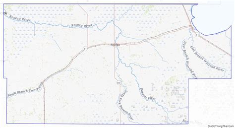 Map of Roseau County, Minnesota - Thong Thai Real