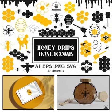 Honey Drips Honeycomb SVG Clipart MasterBundles