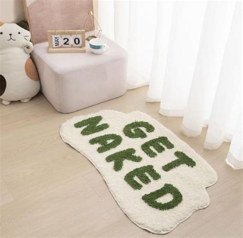 FPYWO Get Naked Bath Mat Green Cute Get Naked Bathroom Rugs Soft Non Slip Green Bath Rugs Funny