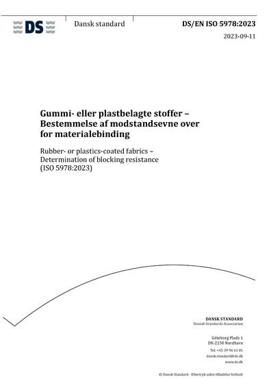 DS/EN ISO 5978:2023 - Rubber- or plastics-coated fabrics ...
