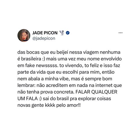 Choquei On Twitter Famosos Jade Picon Desmente Boatos De Que Ela