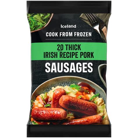 Iceland 20 Approx Thick Irish Recipe Pork Sausages 1kg Sausages