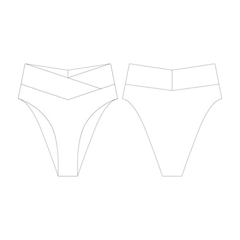 Modèle Crossover Coupe Haute Bas De Bikini Illustration Vectorielle Design Plat Contour