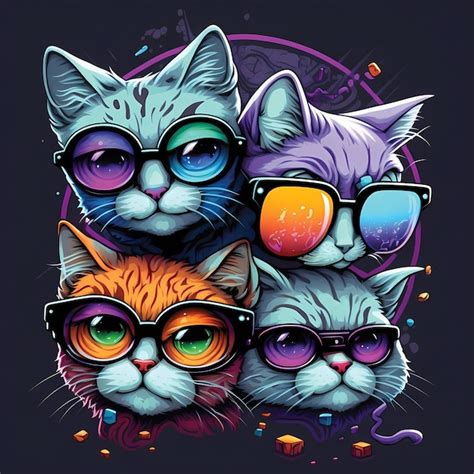 Ilustración de personaje de gato de dibujos animados con gafas diseño