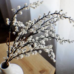 Artificial Pussy Willow Spray Faux Pussy Willow Velvety Stem Greenery Floral Stems Flower