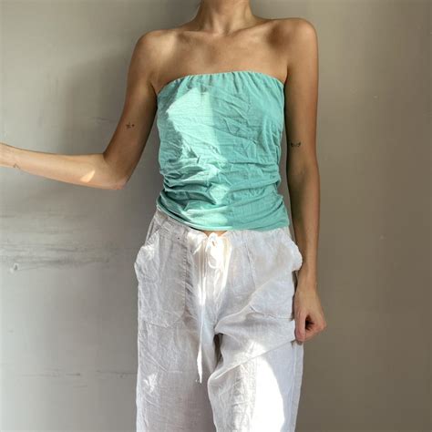Turquoise Bandeau Boob Tube Strapless Top Depop