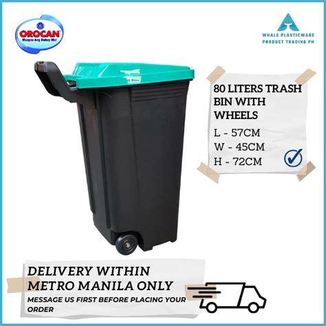 Orocan Trash Bin With Wheels 80 Liters Lazada PH