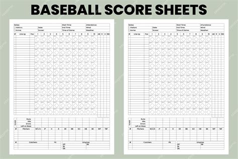 Premium Vector Baseball Score Sheets For Kdp Interior