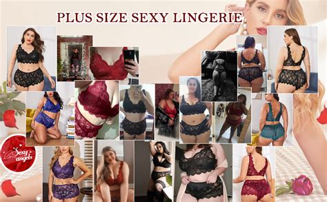 Amazon Avidlove Plus Size Lingerie Set Lace Bralette High Waist Panty Set Clothing Shoes