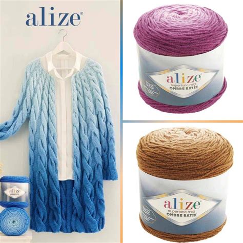 Alize Superlana Midi Ombre Batik, пряжа для ручного вязания, толстая ...