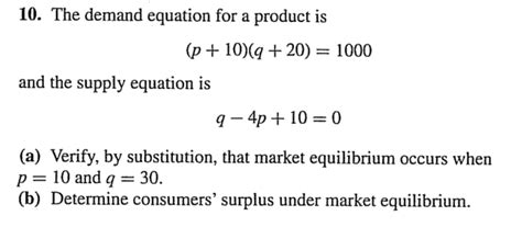 Solved The Demand Equation For A Product