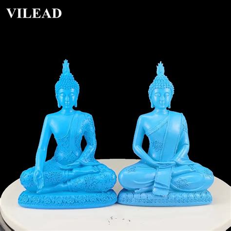 VILEAD синяя статуя Будды из смолы Таиланд Буддизм скульптура ...