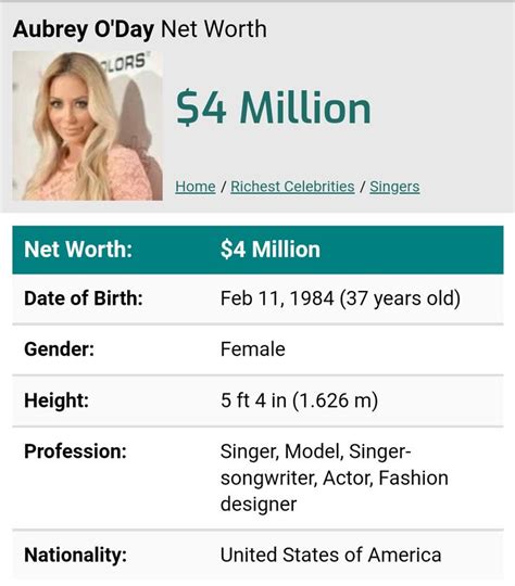 Aubrey ODay net worth | Celebrity singers, Aubrey oday, Richest