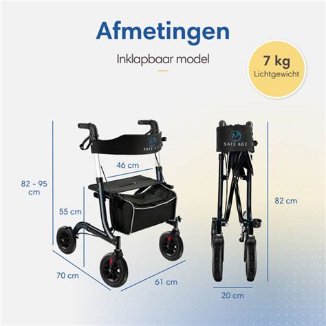 Safe Age Rollator Lichtgewicht En Opvouwbaar Zitfunctie Voor