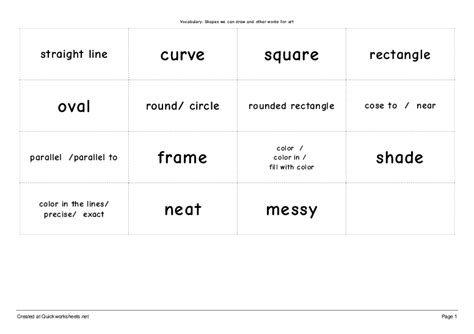 Vocabulary: Shapes we can draw and other words for art - Small Cards ...