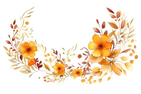 Watercolor Autumn Flowers Isolated 28063738 Png