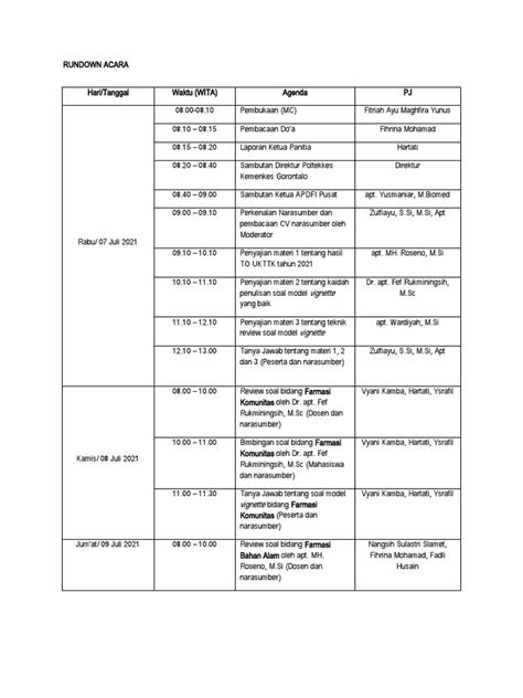 rundown kegiatan