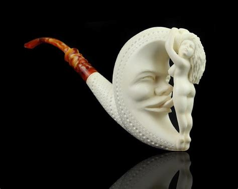 Moon And Lady Pipe Block Meerschaum Handmade W Custom Made Case And